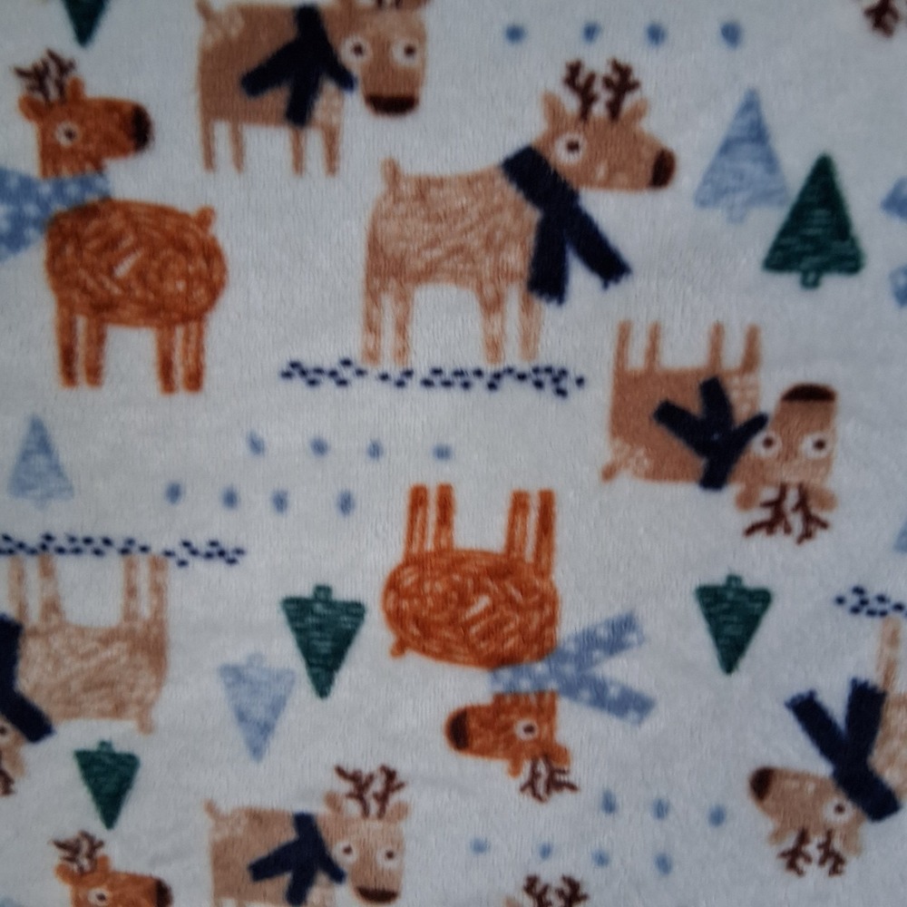 Chick Pea Blue Baby Blanket Deer Reindeer Trees Security Lovey 30"x30" HTF Soft